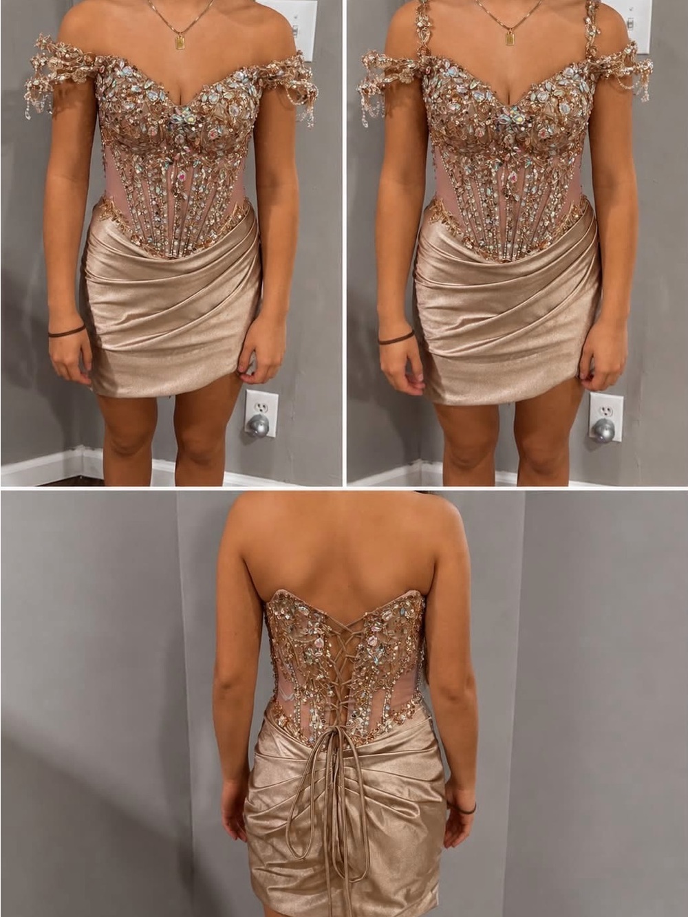 ellie wilde Rose Gold Beaded detachable shoulders.